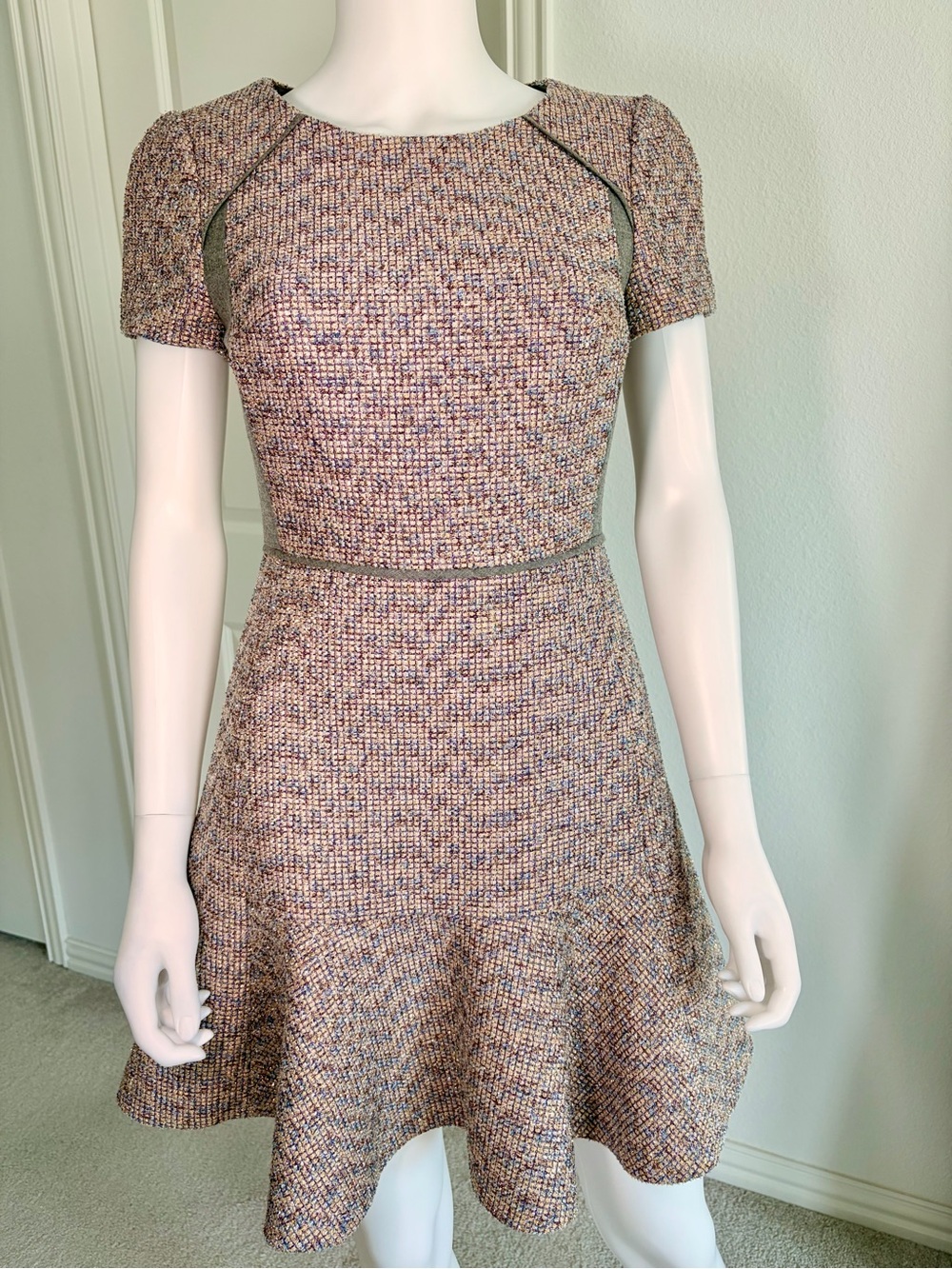 NWOT J. Crew Sheath Tweed Dress in Textured Metallic Size 0